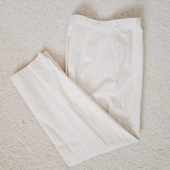 SIGRID OLSEN SPORT | White and Beige Check Pants Trousers Bottoms Women - Picture 2 of 9